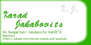 karad jakabovits business card
